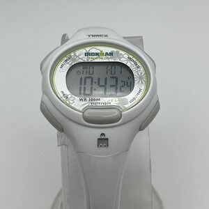 Timex Ironman Triathlon Watch Womens 34mm White Digital Sport T5K606 Indiglo